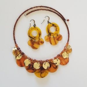 Amber necklace/choker and earrings set